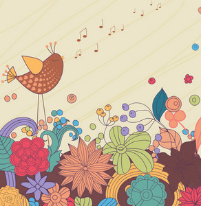 Bird With Floral Vector Illustration Royalty-Free Stock Image - Storyblocks