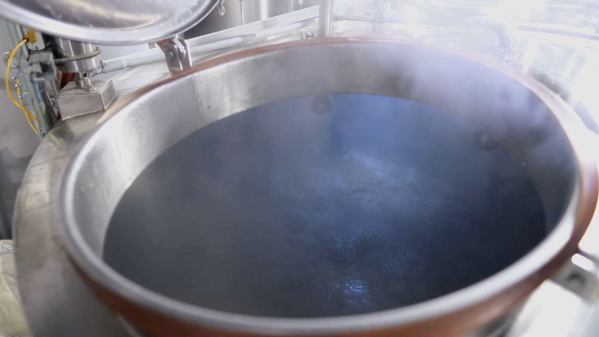 Close Up Forward Shot of Boiling Wort During the Beer Making Process