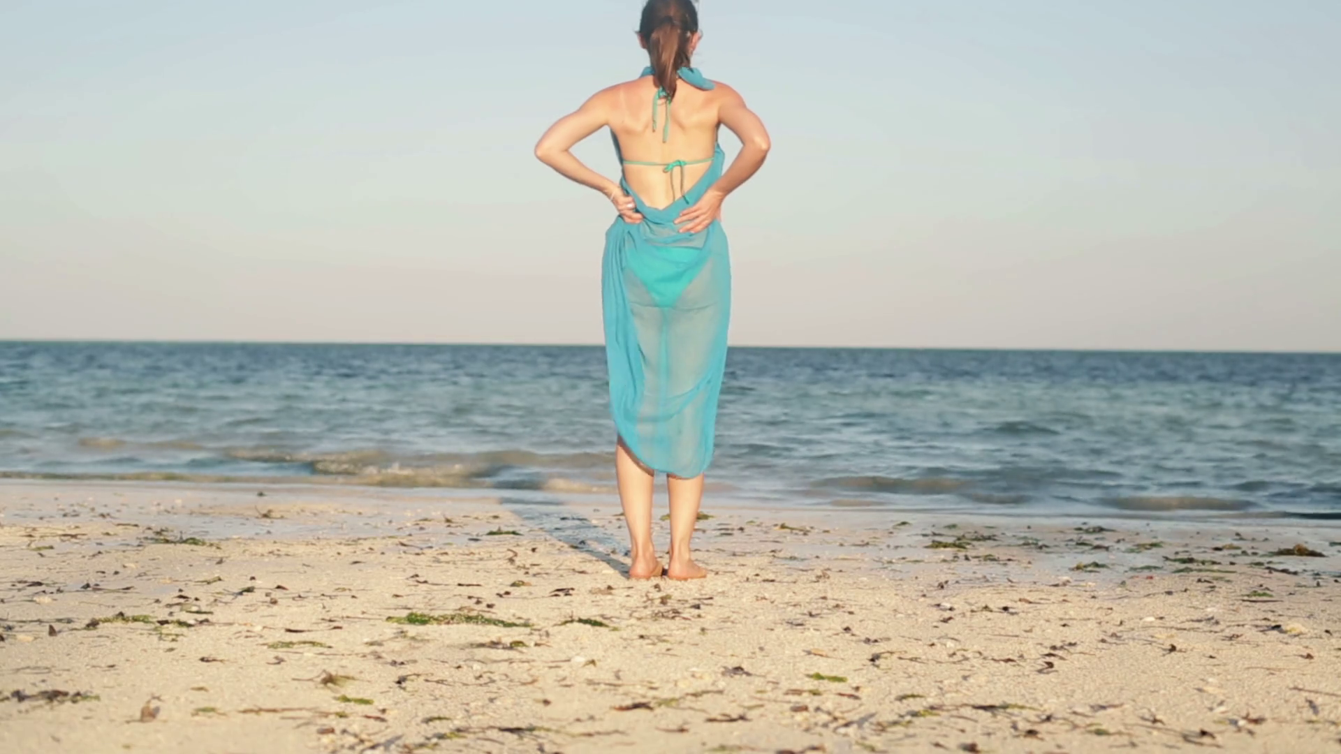 Woman Back On Beach Stock Footage SBV-302651998 - Storyblocks
