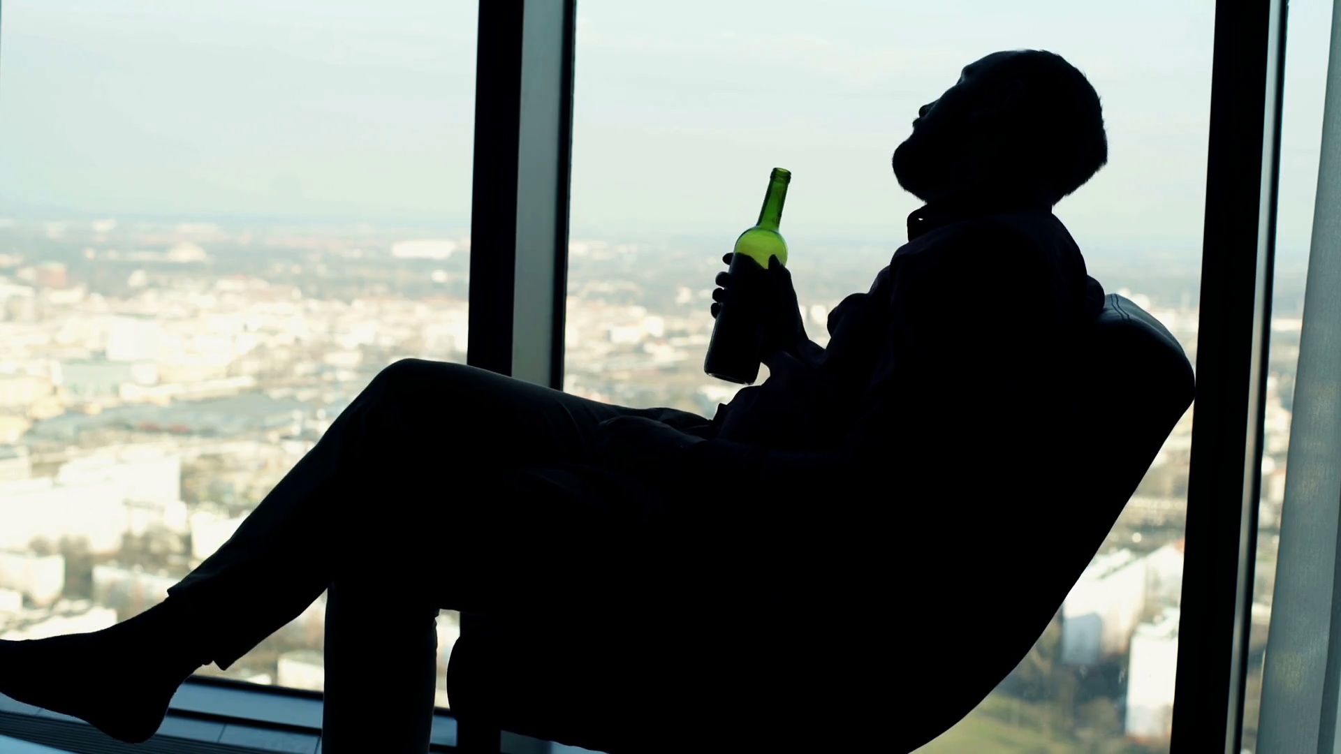 Silhouette Of Drunk Man Drinking Wine On Stock Footage SBV-307151148 ...
