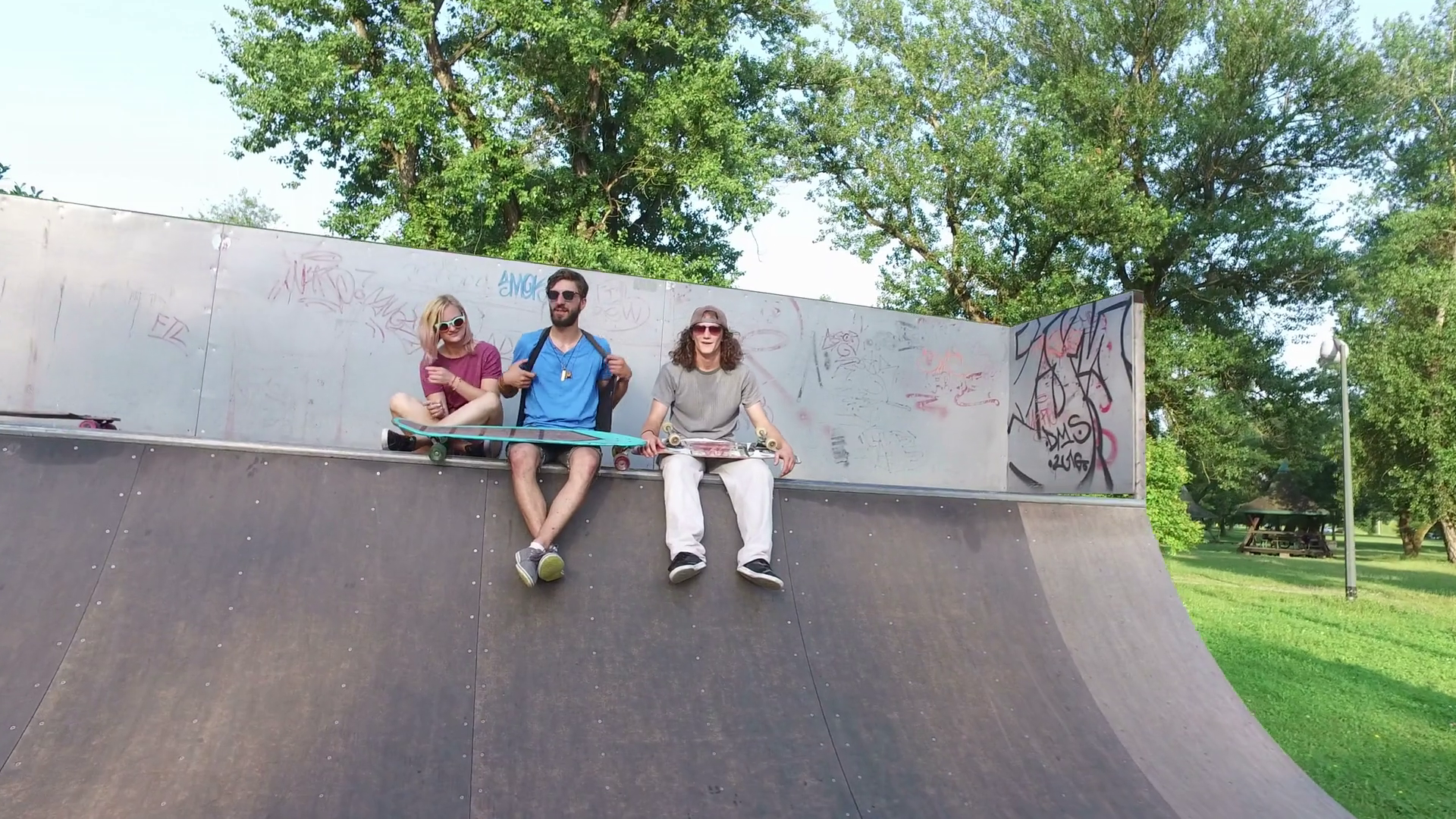 Friends Sitting On Ramp At Skatepark Chilling Stock Footage SBV ...