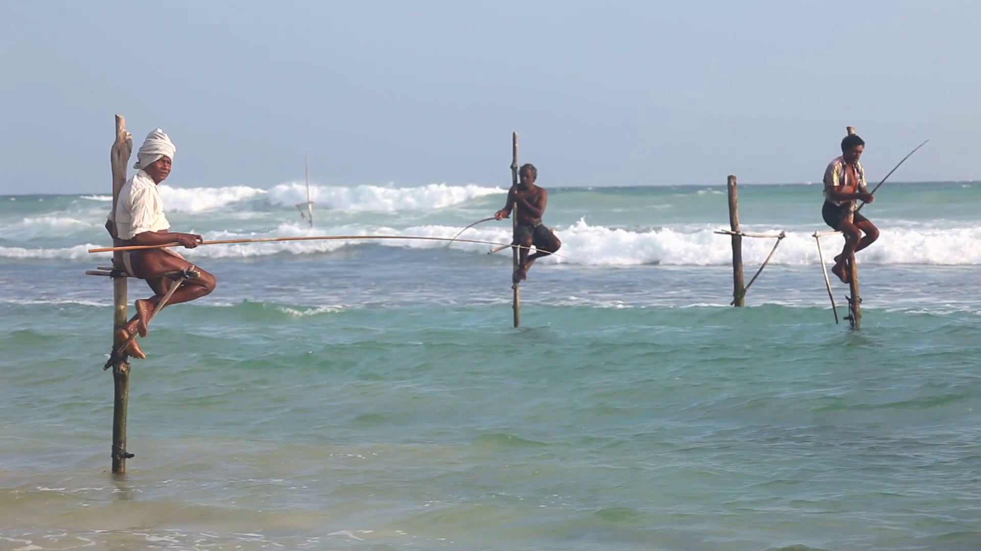 GALLE, SRI LANKA MARCH 2014 View of local fishermen on a fishing