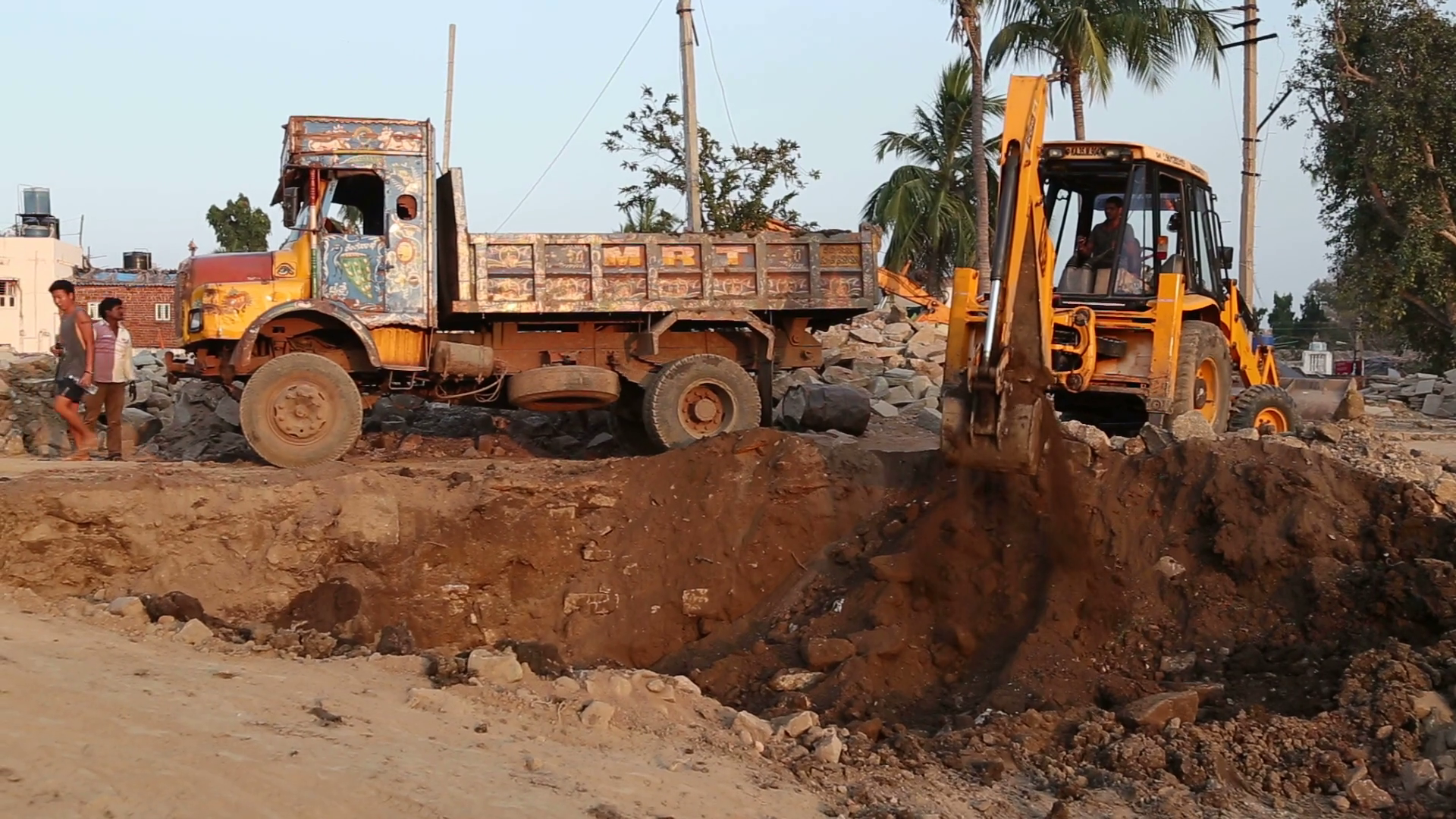 Hampi India - 28 January 2015: Digger In Stock Footage SBV-301404750 ...