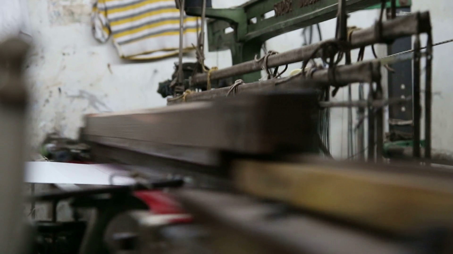 Parts Of Weaving Machine Moving Fast During Stock Footage SBV301410732