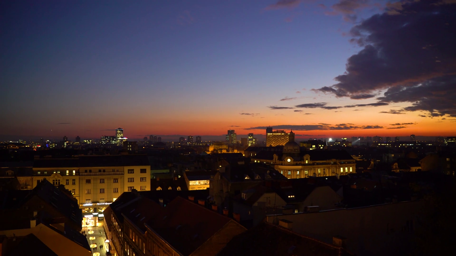 Orange Sunset At City Of Zagreb Croatia Stock Footage SBV329891207
