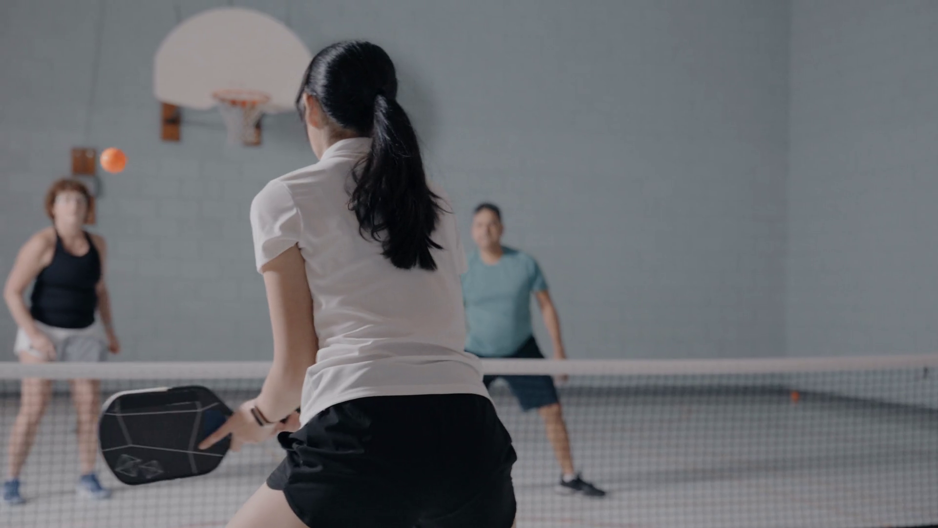 Pickleball Game Slow Motion In Gymnasium Stock Footage SBV-352046136 ...