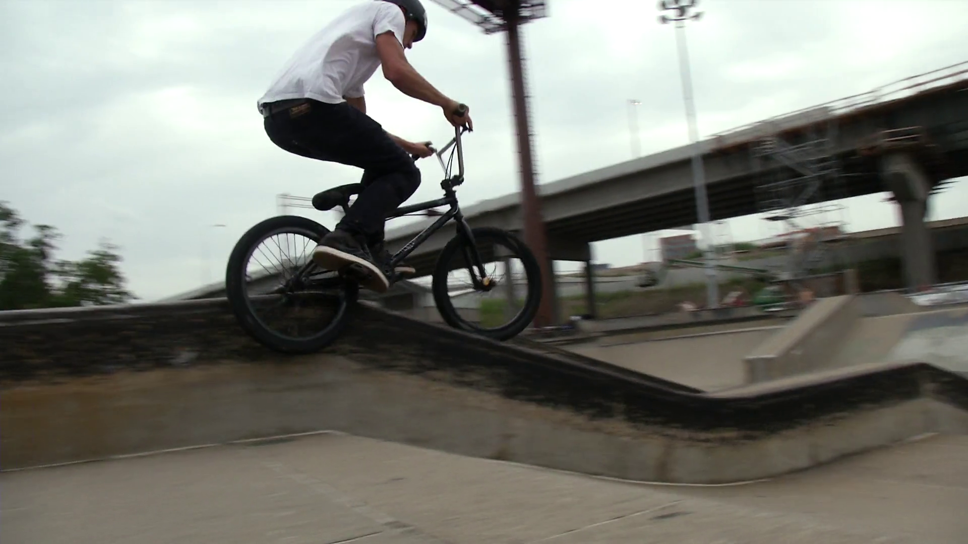 Extreme Sports Athlete Grinding On Bmx Bike Stock Footage SBV347559648