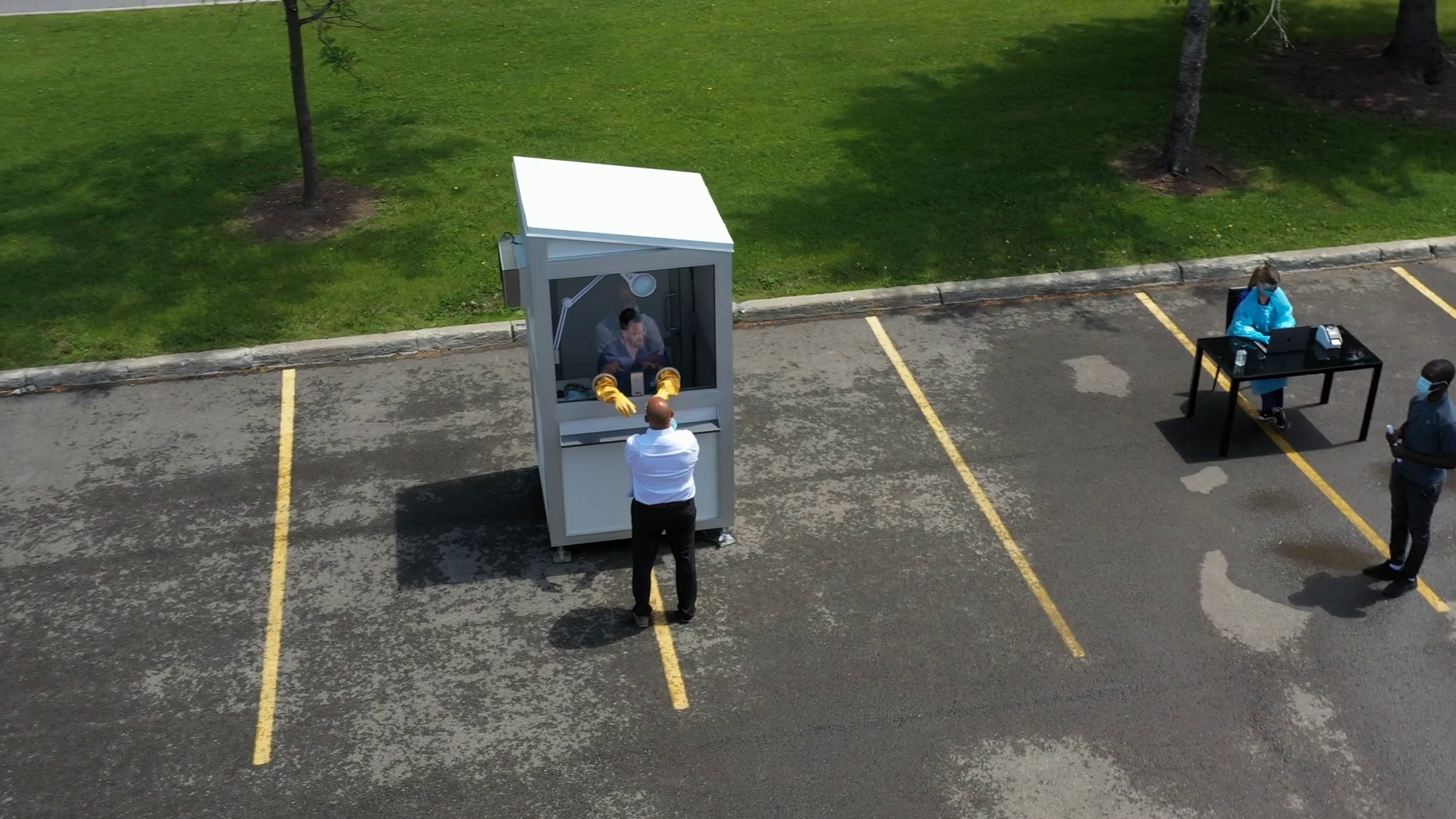 Biohazard Booth Built To Protect Nurses Stock Footage SBV-338654935 ...