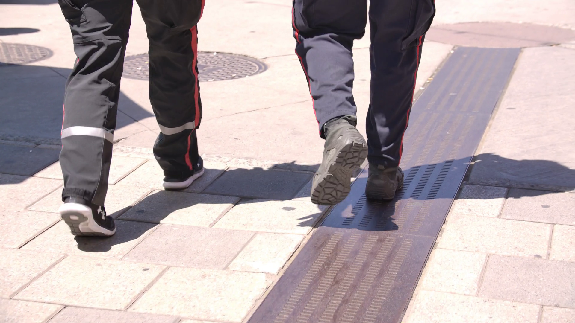 Close Up Police Feet Walking Beat Downtown Stock Footage SBV-352905168 ...