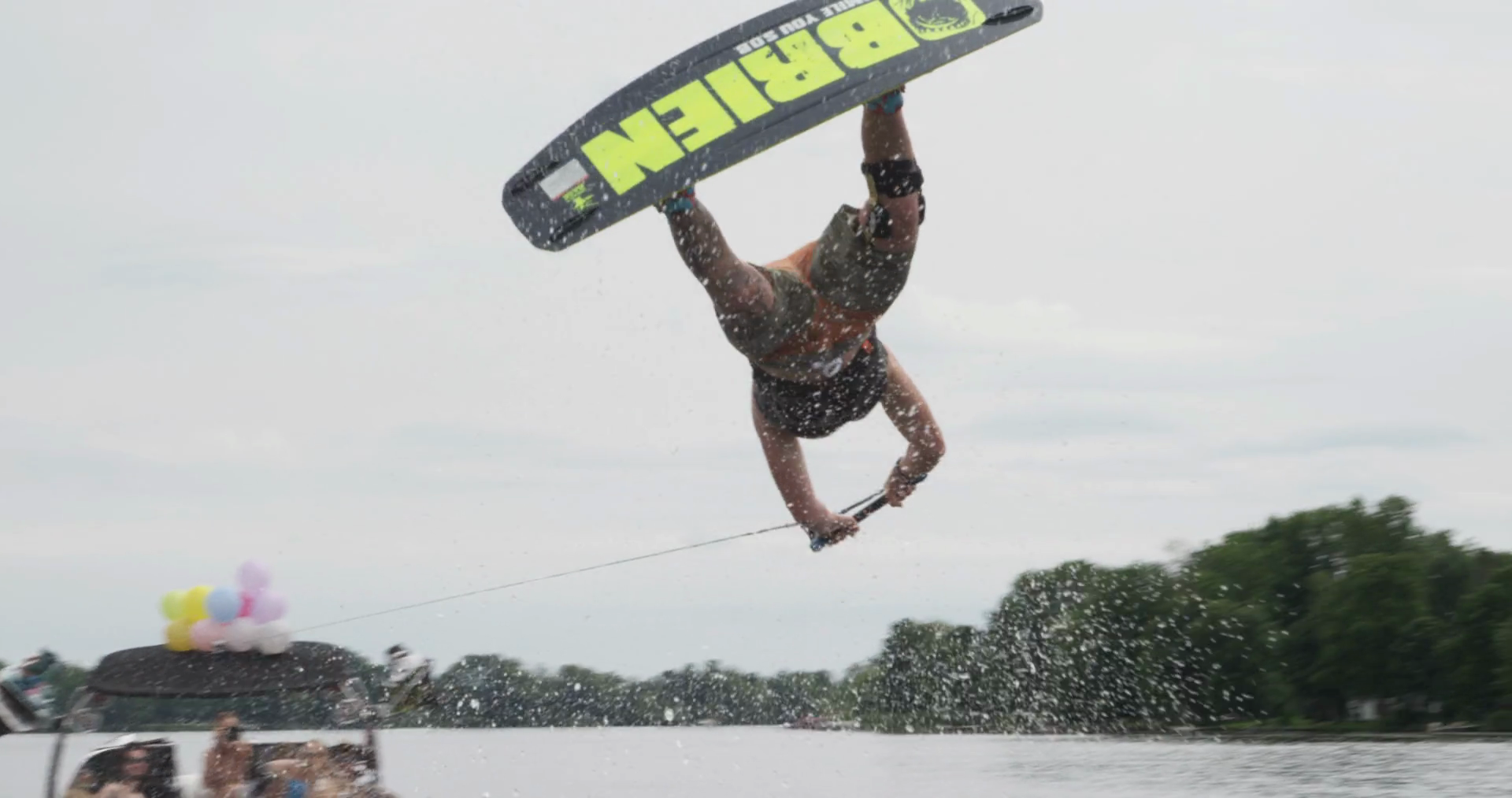 Extreme Sports Wakeboarding Behind Boat 12 Stock Footage SBV347580887