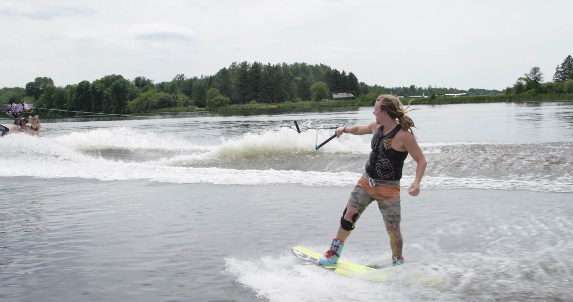 Extreme Sports Wakeboarding Behind Boat 40 Stock Footage SBV347580944