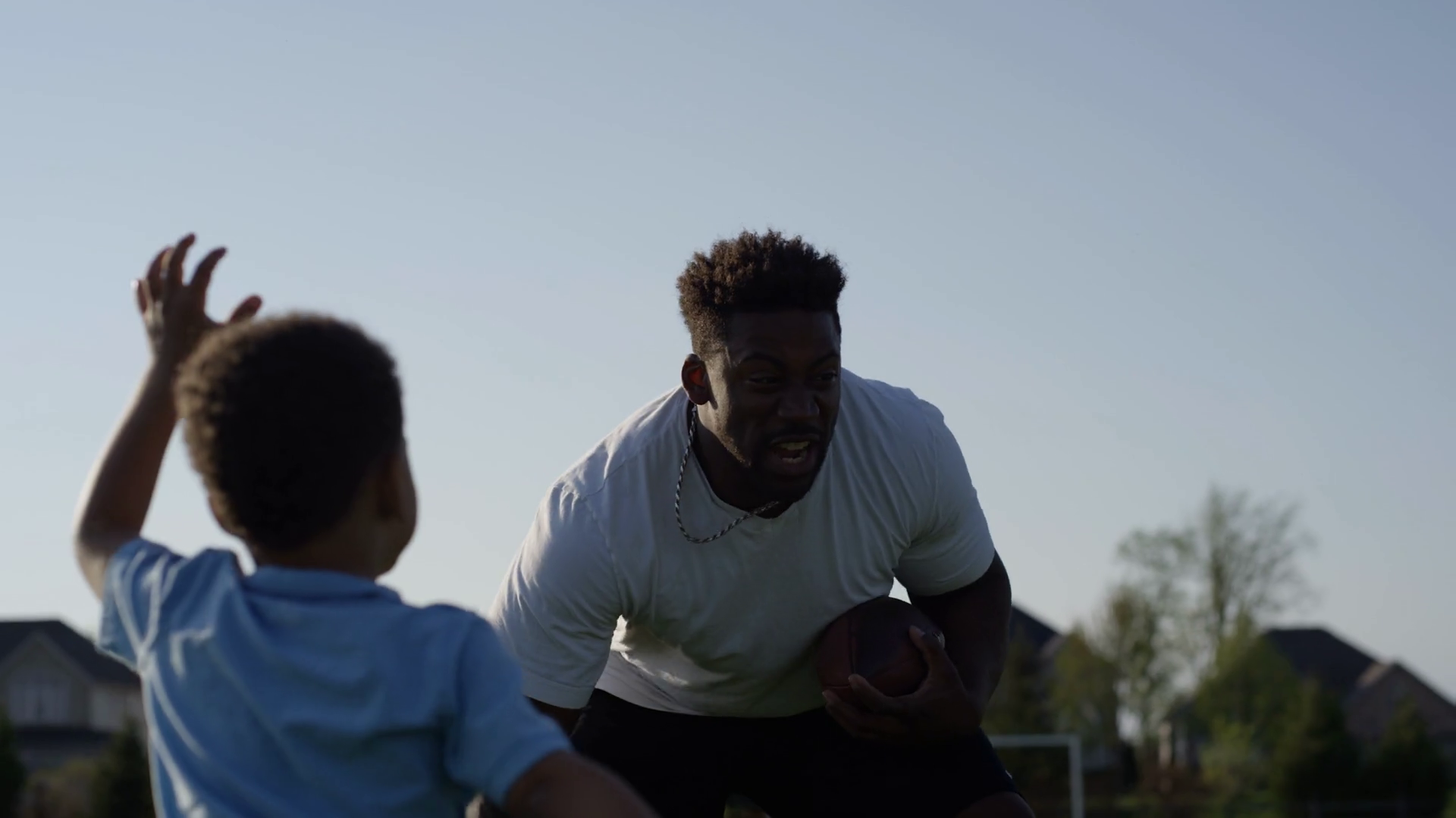Family Sports Football Chase Tackle Father Stock Footage SBV347719375
