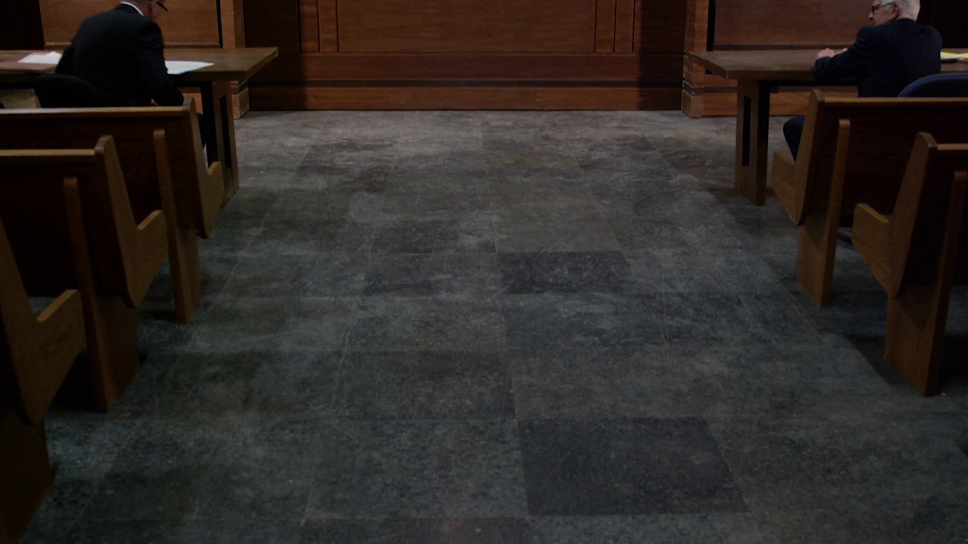 Lawyer Approaching Bench Tilt Up To Reveal Stock Footage SBV