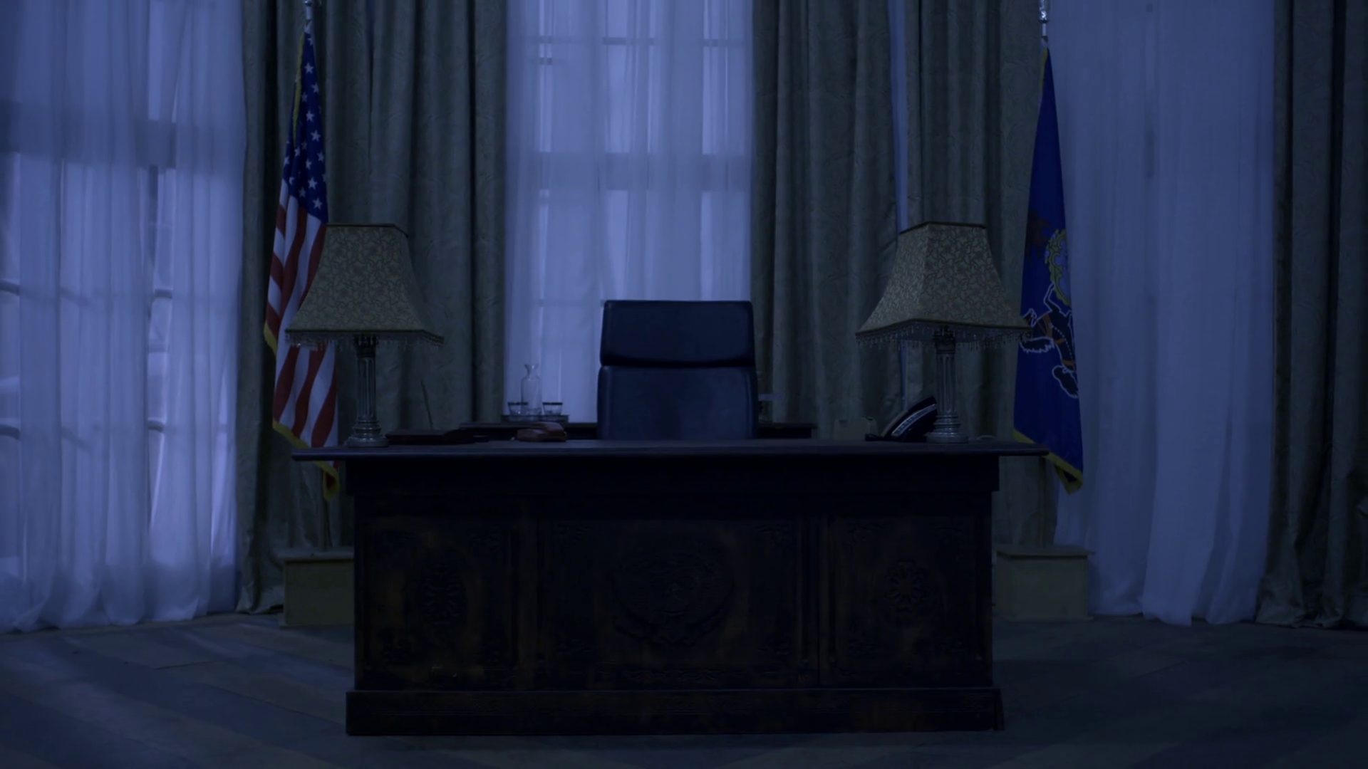 Us President Night In Oval Office Desk Stock Footage SBV347733908
