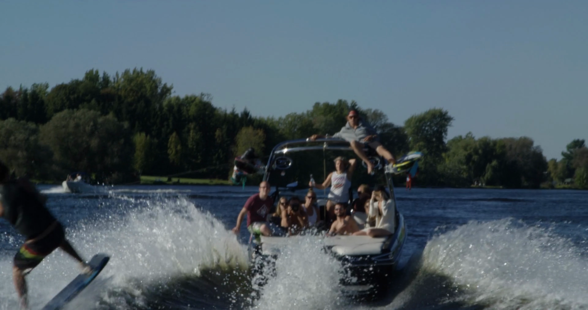 Youthful Wakeboarding Lifestyle Wake Skate Stock Footage SBV347704864