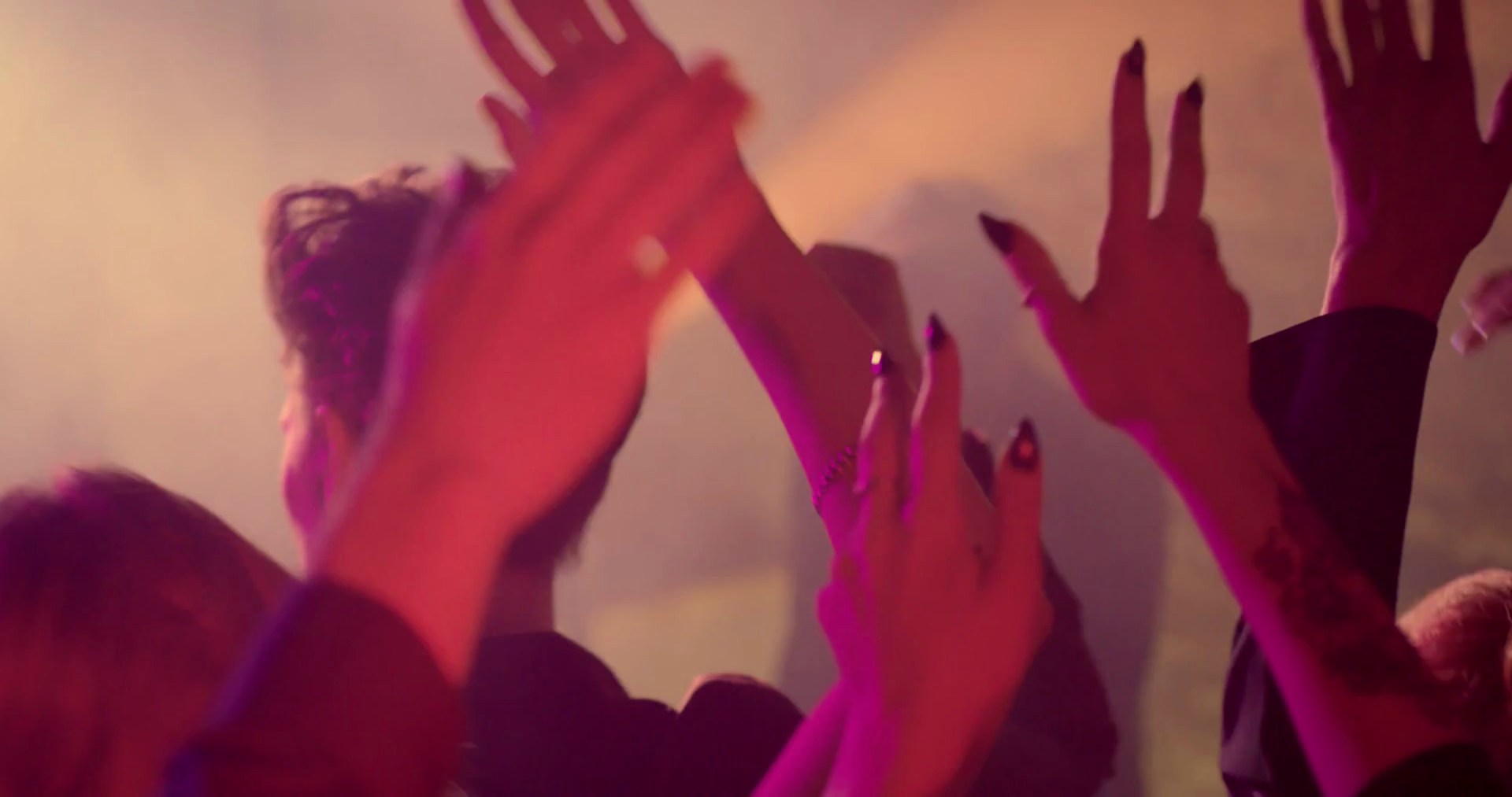 Hands at a Party in Slow Motion. Put your hands in the air! Friends