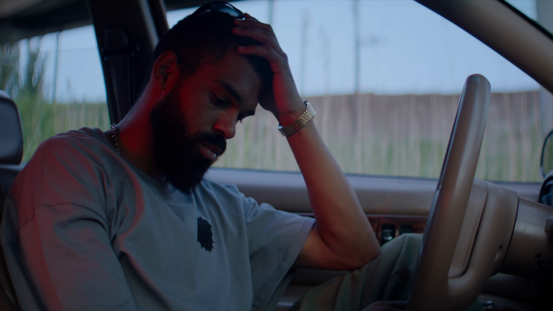 Sad Man With Pensive Expression Seated In Stock Footage SBV-352358937 ...