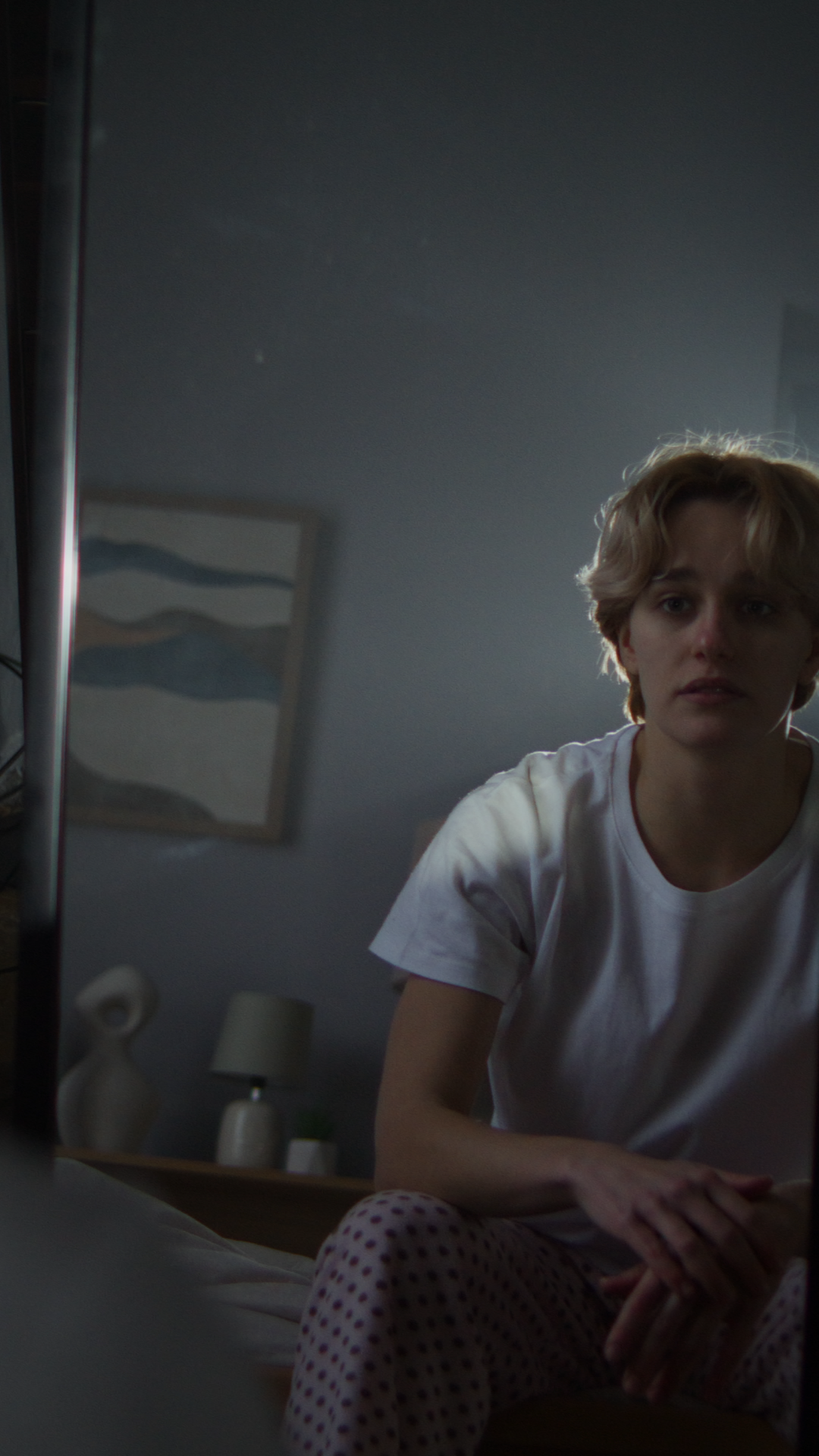 Vulnerable Young Woman Looks At Reflection Stock Footage SBV-353106896 ...