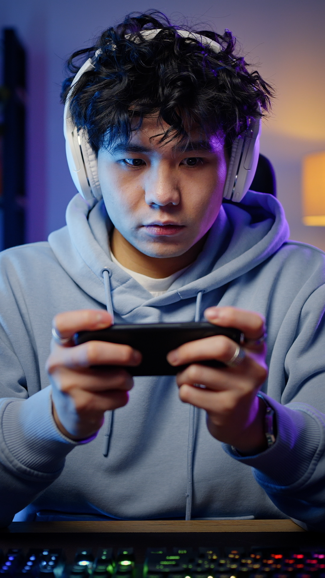 Asian Gamer Man Playing Online Virtual Video Stock Footage SBV ...