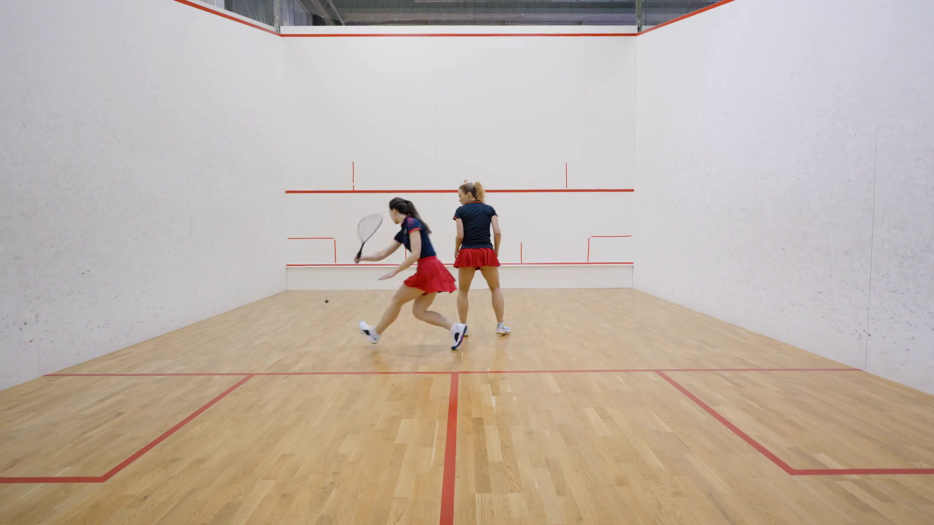 Women Squash Players Hit Small Ball Moving Stock Footage SBV347358264