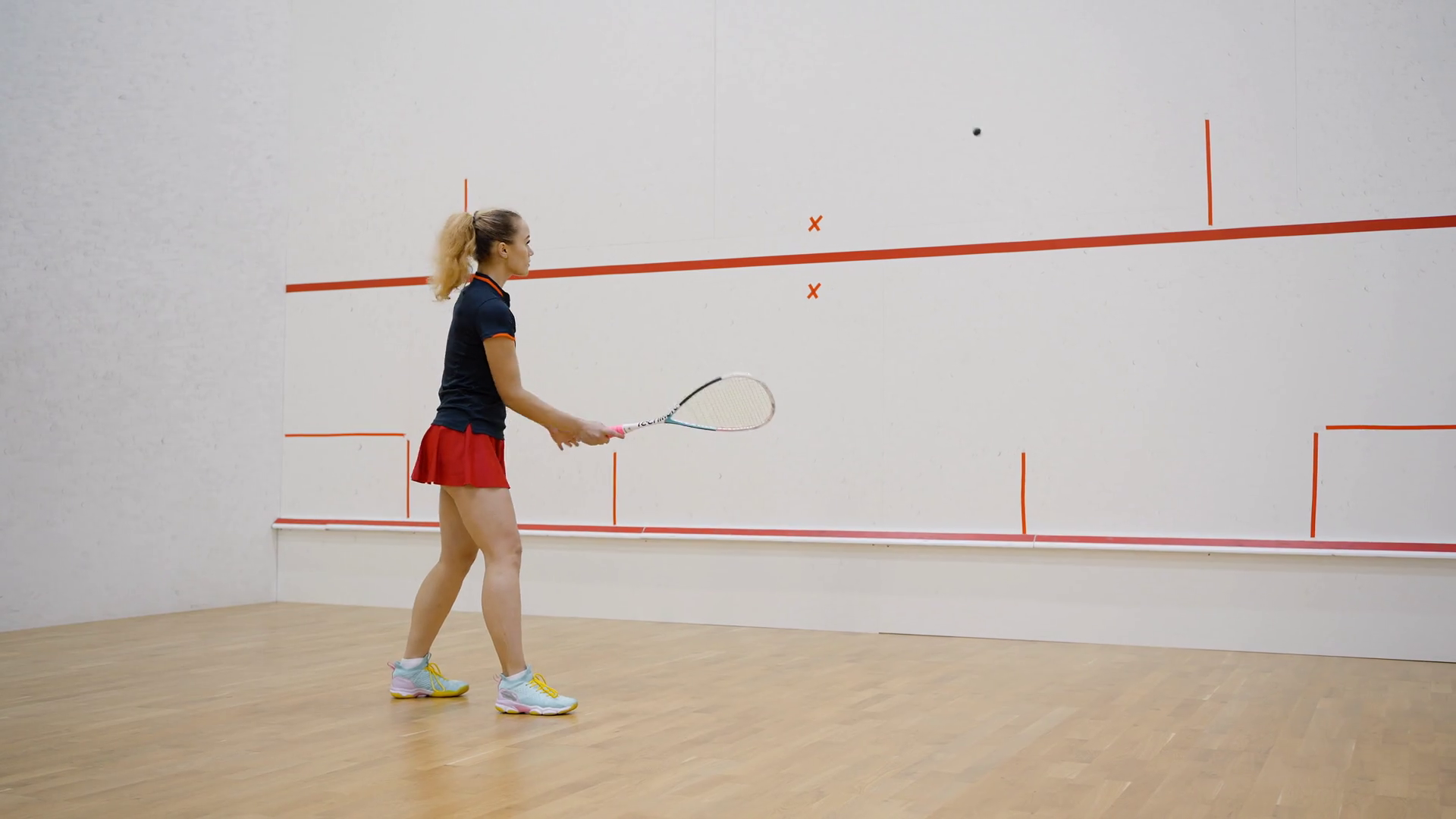 Young Lady In Sportswear Trains In Squash Stock Footage SBV347358210