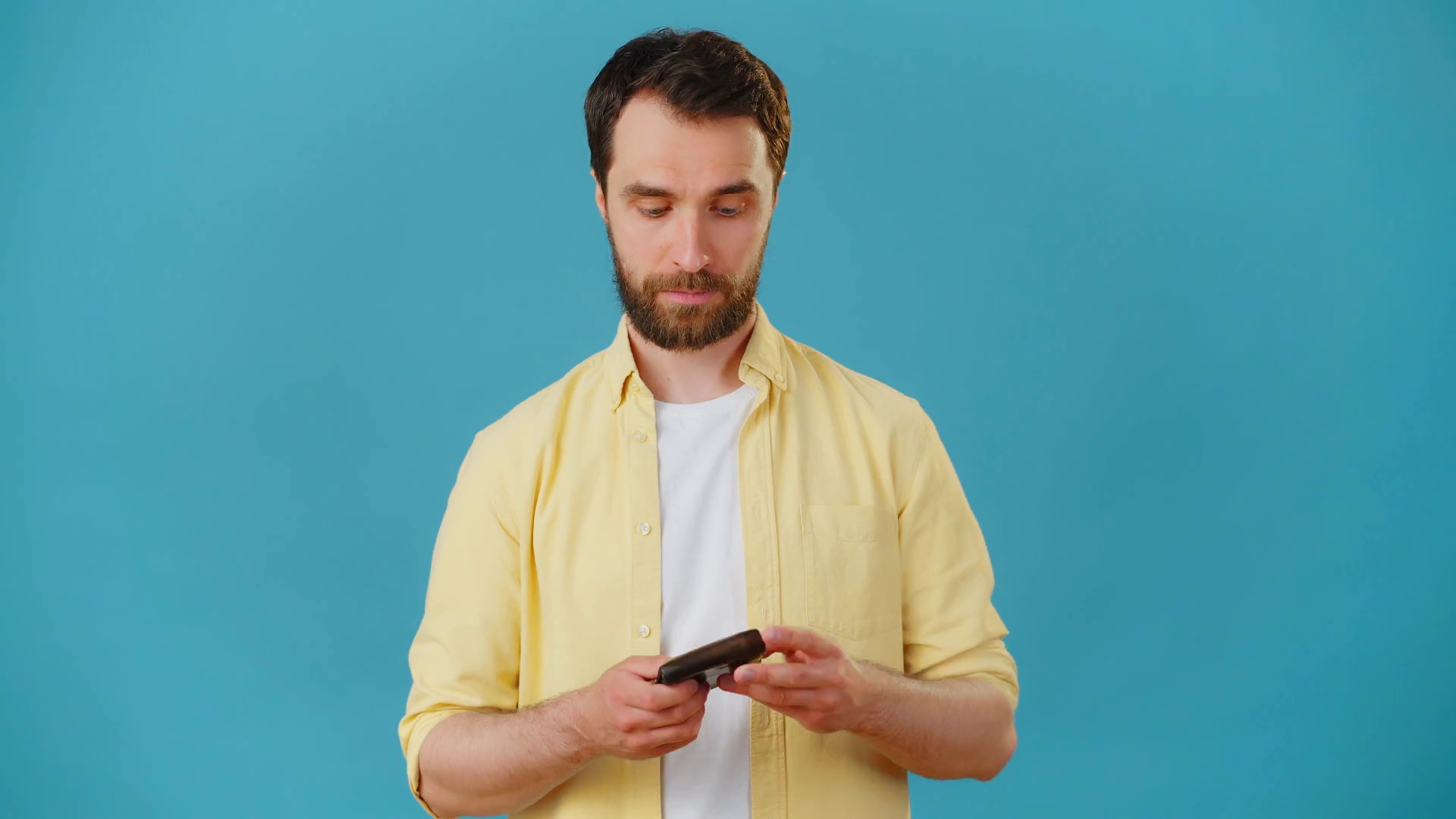 Young Man Throws Away Empty Purse With Sad Stock Footage SBV347760842