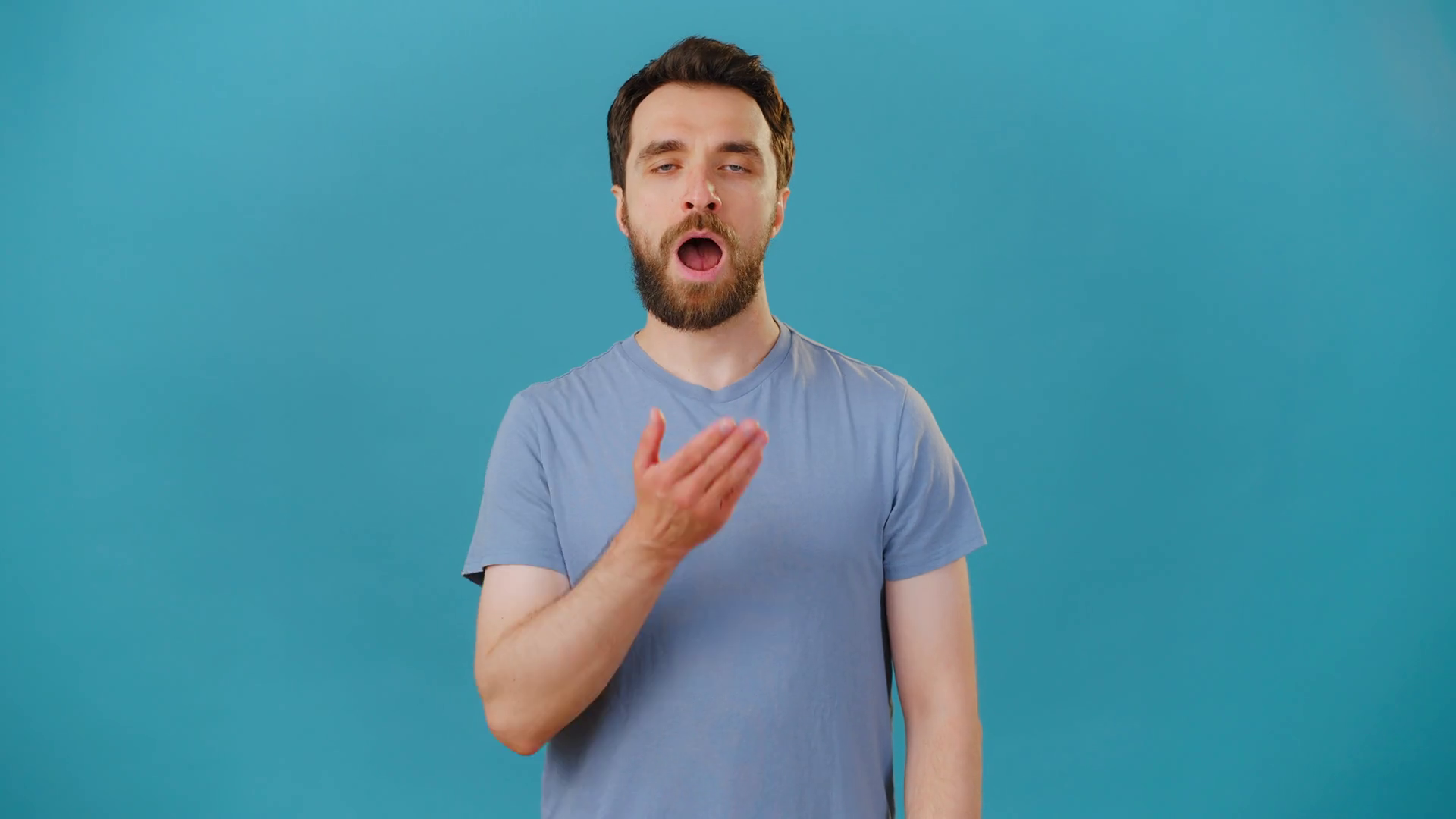 Young Man Yawns Feeling Sleepy Rests Head On Stock Footage SBV