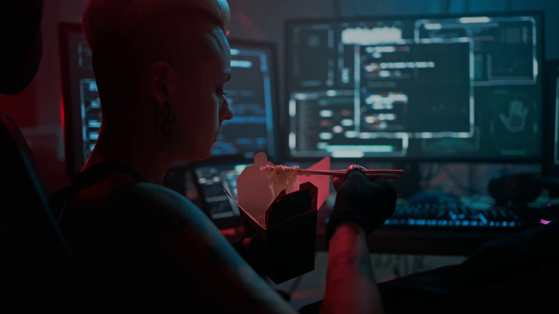 Programmer Relishes Noodles Checking Stock Footage SBV-348833122 ...