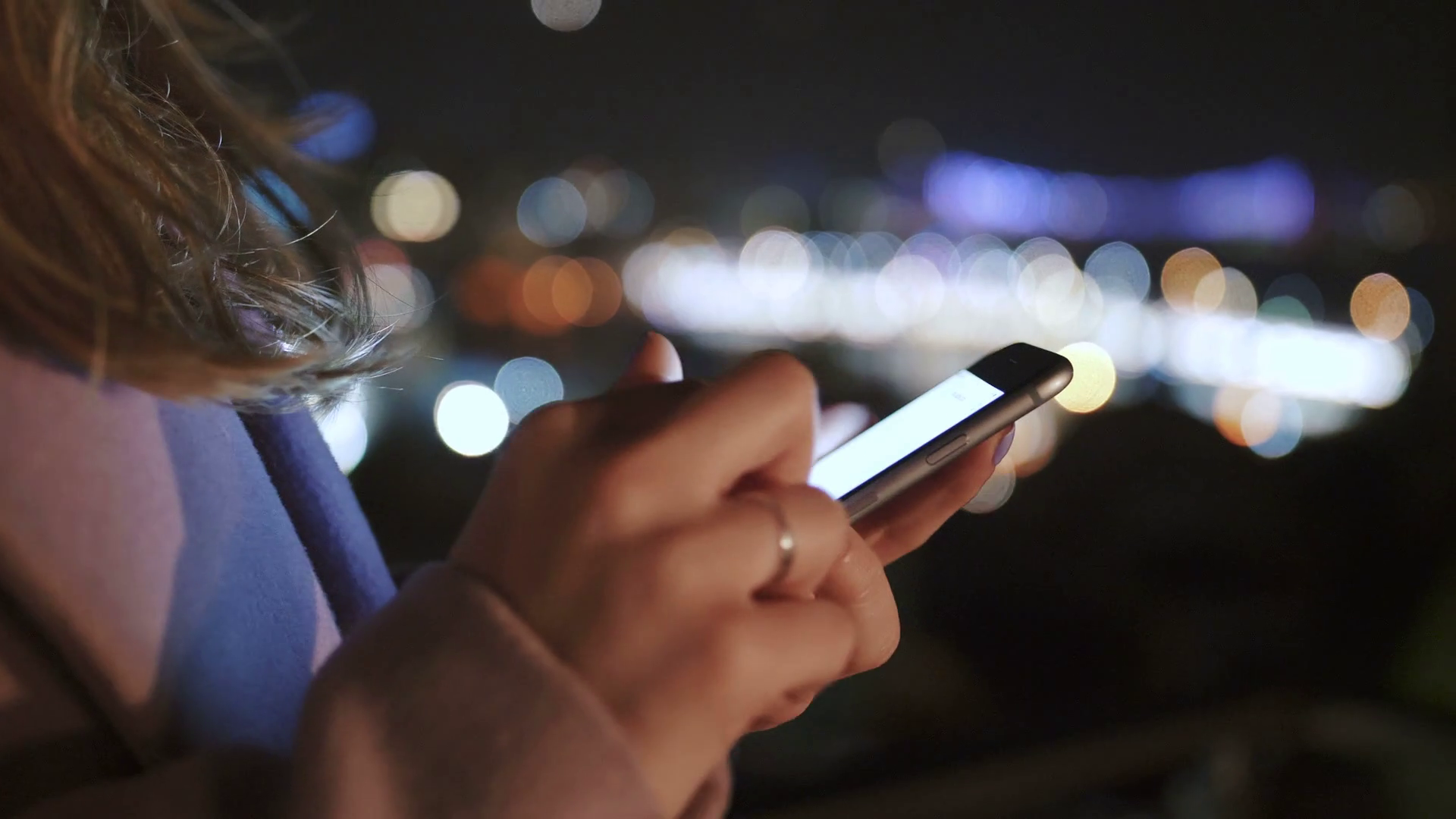 Female Using Mobile Phone Close Up Night Stock Footage SBV-338302491 ...
