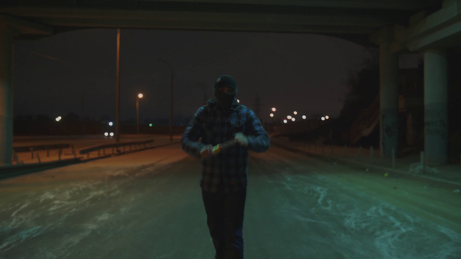 Man In Balaclava With Red Burning Signal Stock Footage SBV338258671