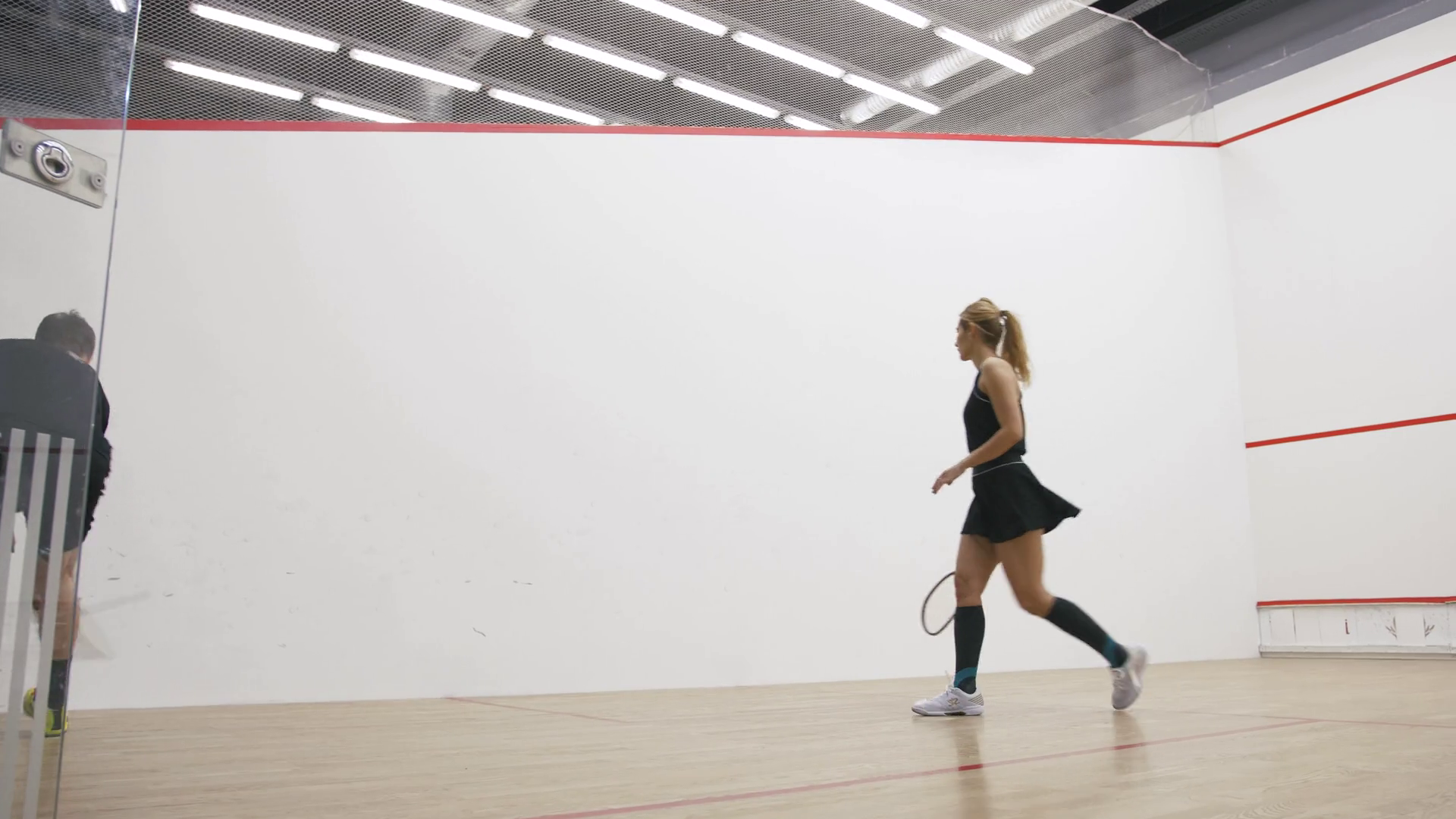 Young Athletic Man Woman Play Squash Stock Footage SBV338255886