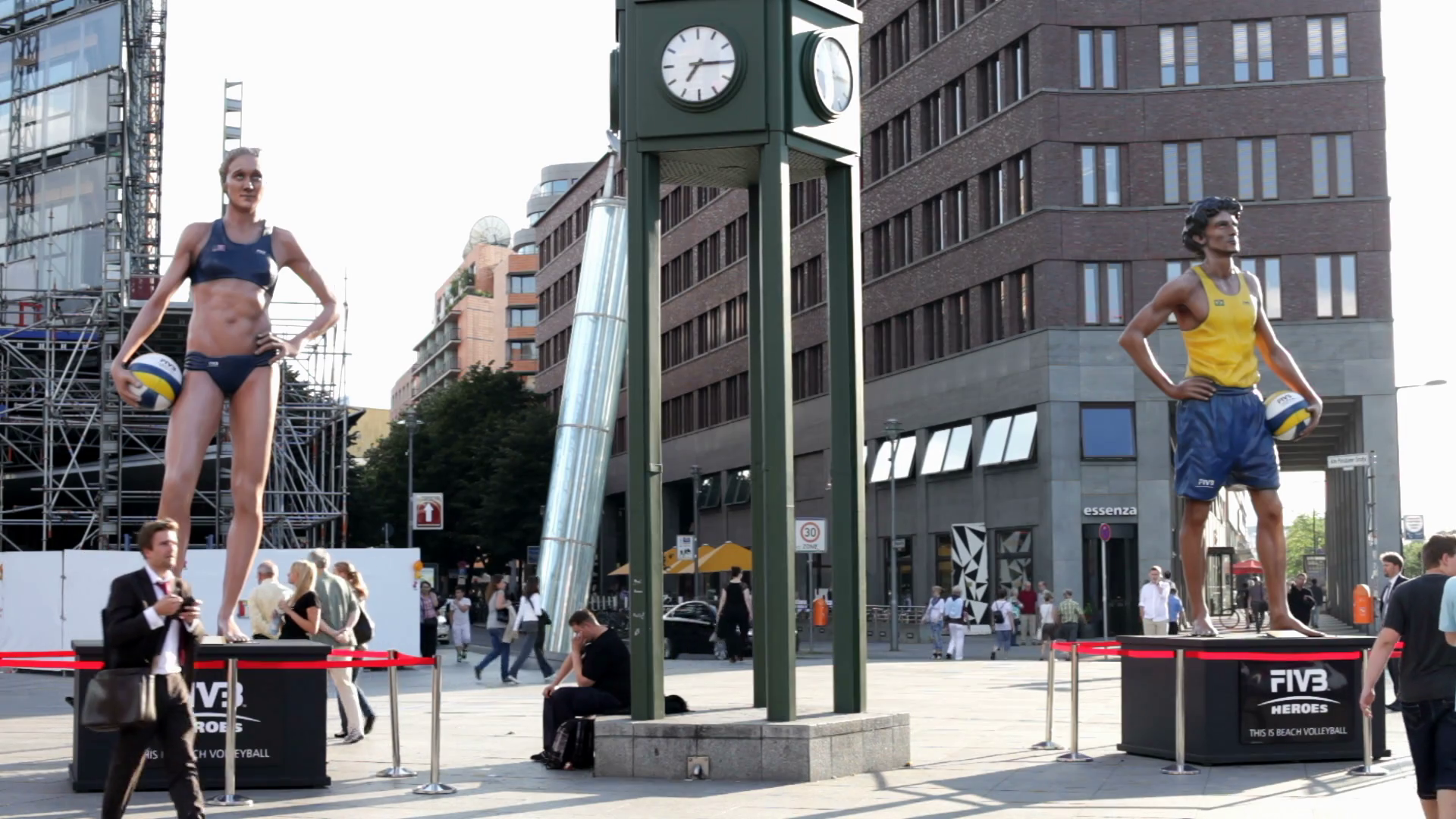 Beach Volleyball display in Berlin Germany Stock Video Footage
