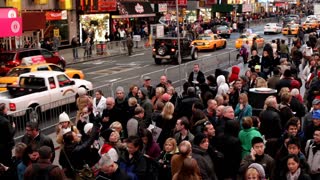 Crowd of people in New York City times square