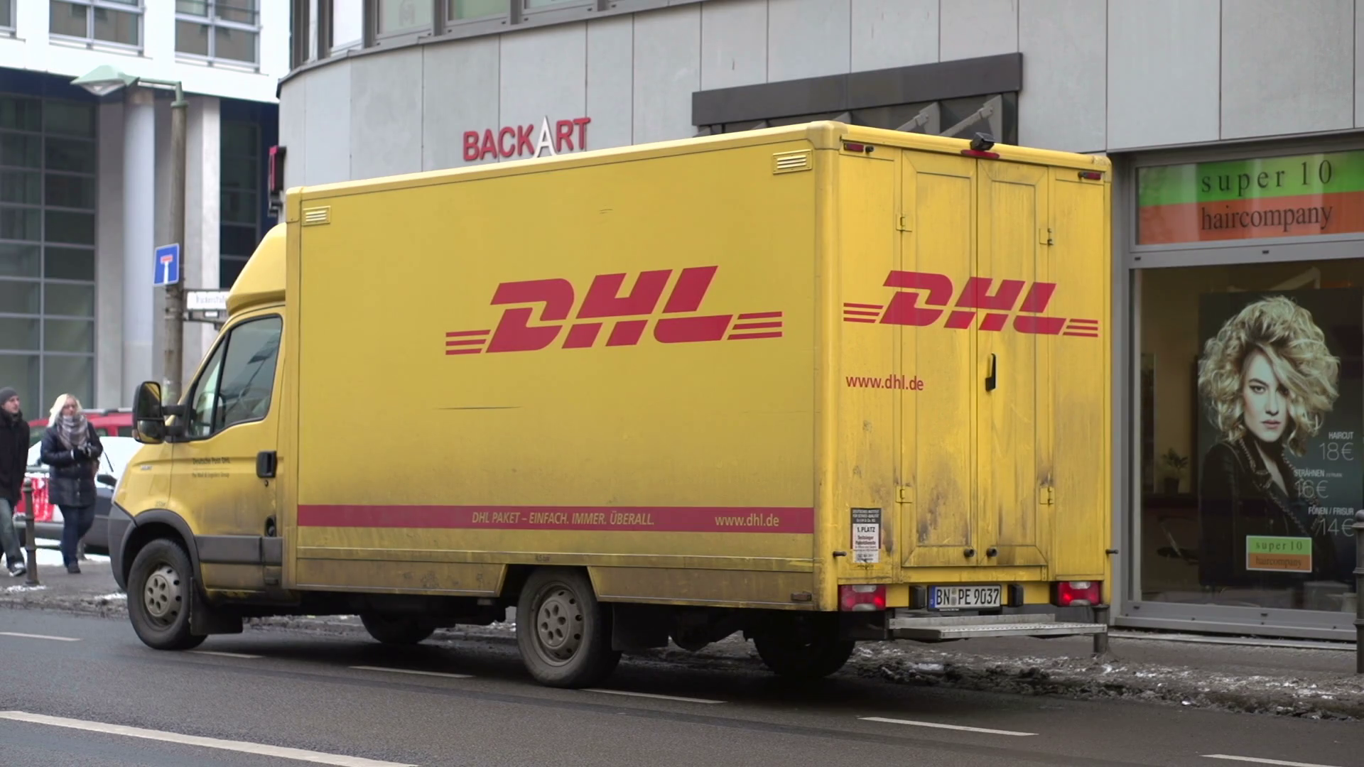 Dhl Delivery Truck Sitting On Downtown Street Of Berlin Germany Stock Video Footage Storyblocks