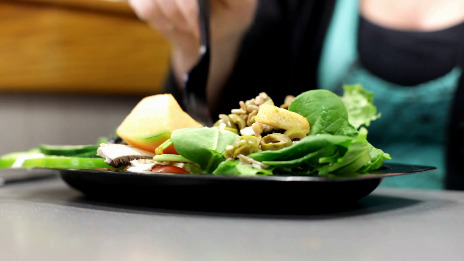 Eating Salad With Fork Knife Stock Footage SBV301093022 Storyblocks