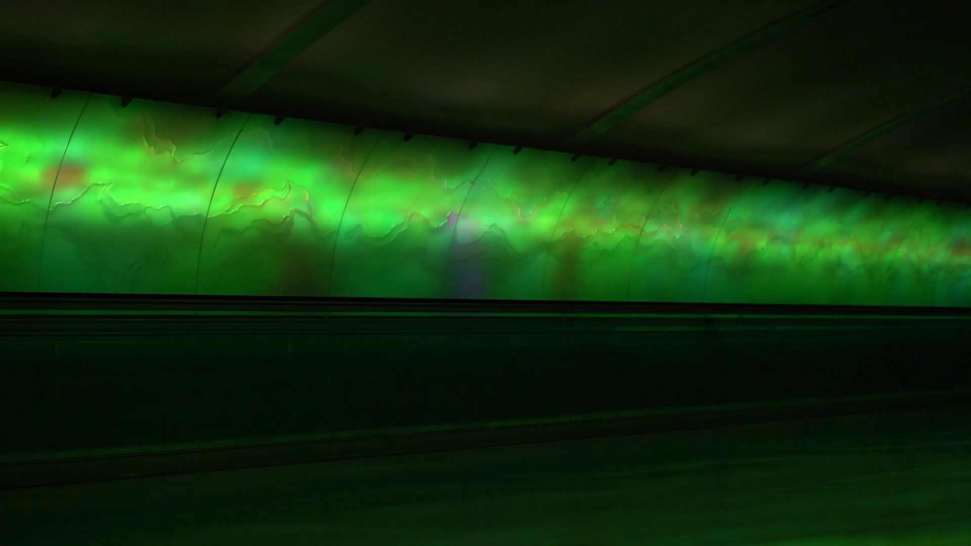 Flashing light show in connecting tunnel of Detroit airport 4k Stock Video Footage 0023 SBV
