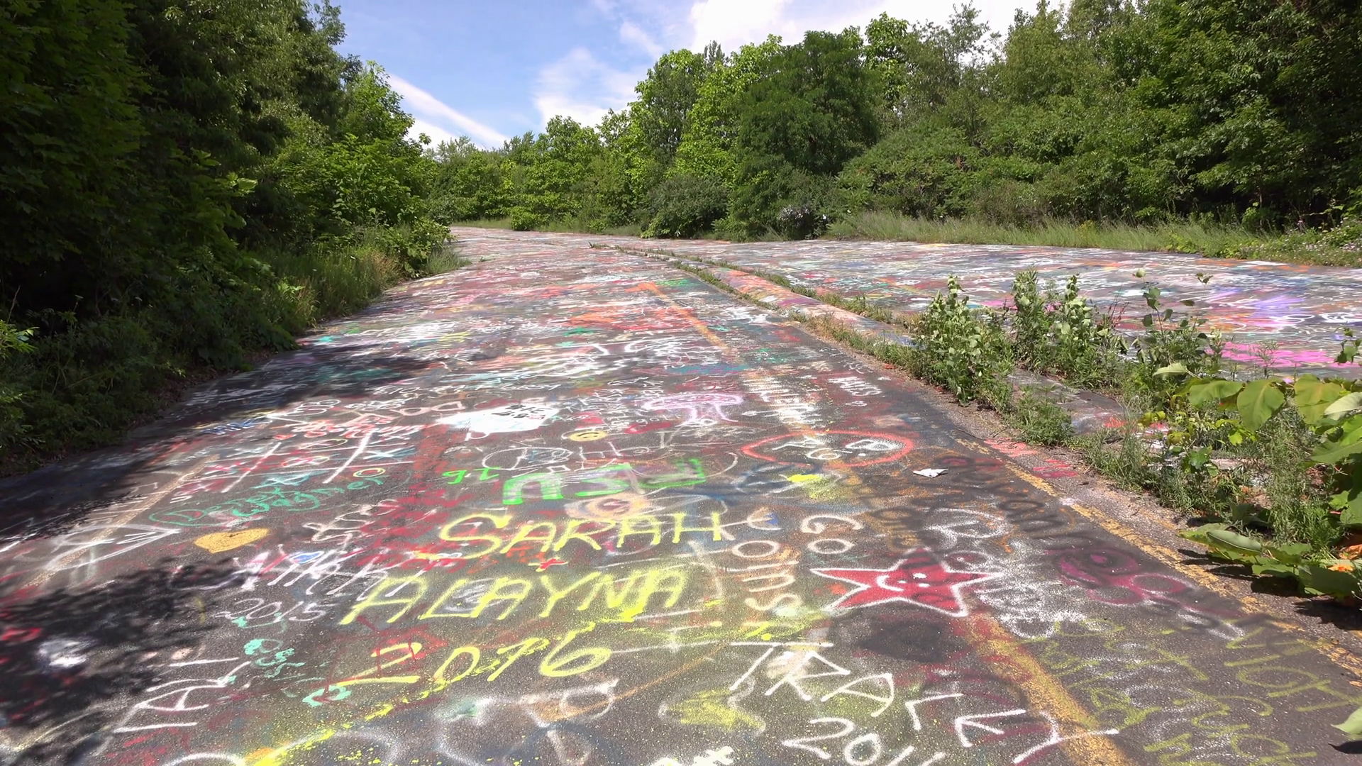 Spray Painted Street In Abandoned Town Of Centralia Pennsylvania Tilt