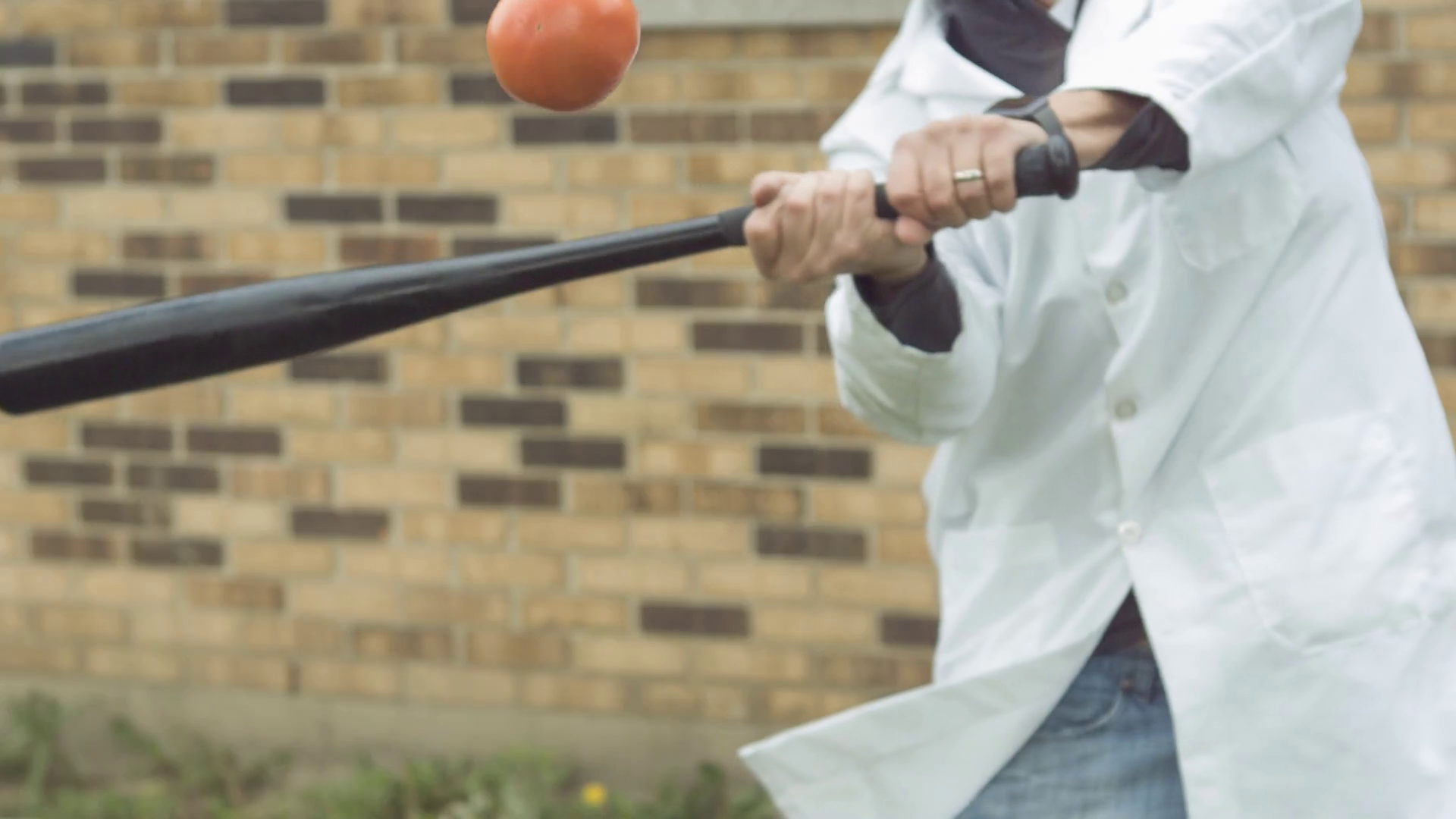 Tomato Hit Baseball Bat In Slow Motion Stock Footage SBV307234884