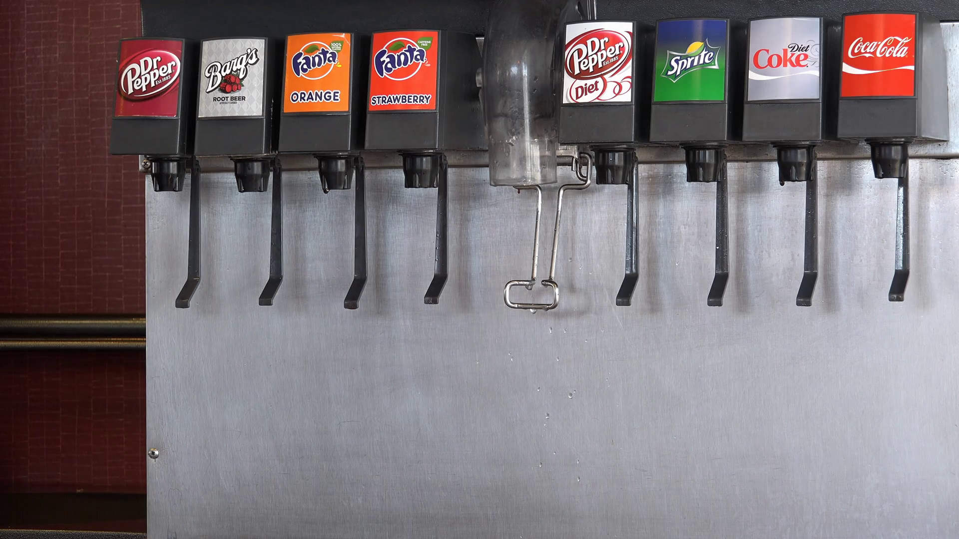 Various soda selections at fast food restaurant 4k Stock Video Footage