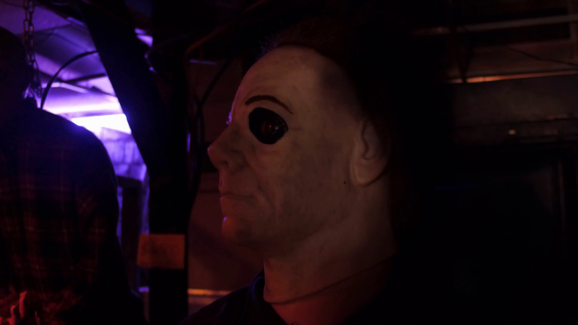 Halloween masked killer in strobe light Stock Video Footage 0014 SBV