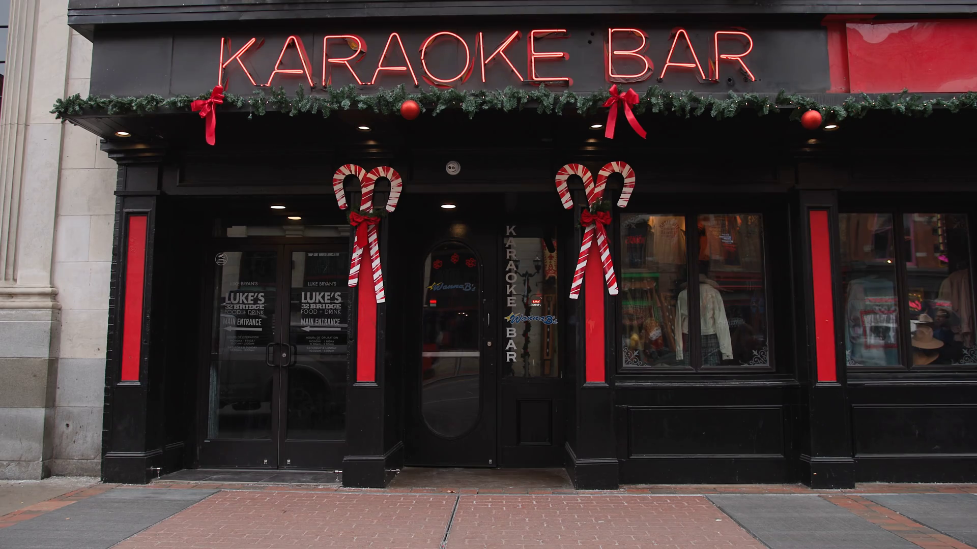 Karaoke Bar Entryway Downtown Nashville 4k Stock Footage SBV348428055