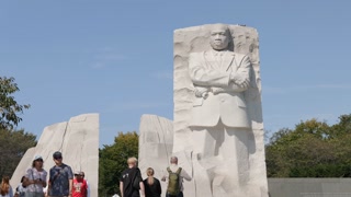 Visitors at Martin Luther King Jr Memorial statue 4k