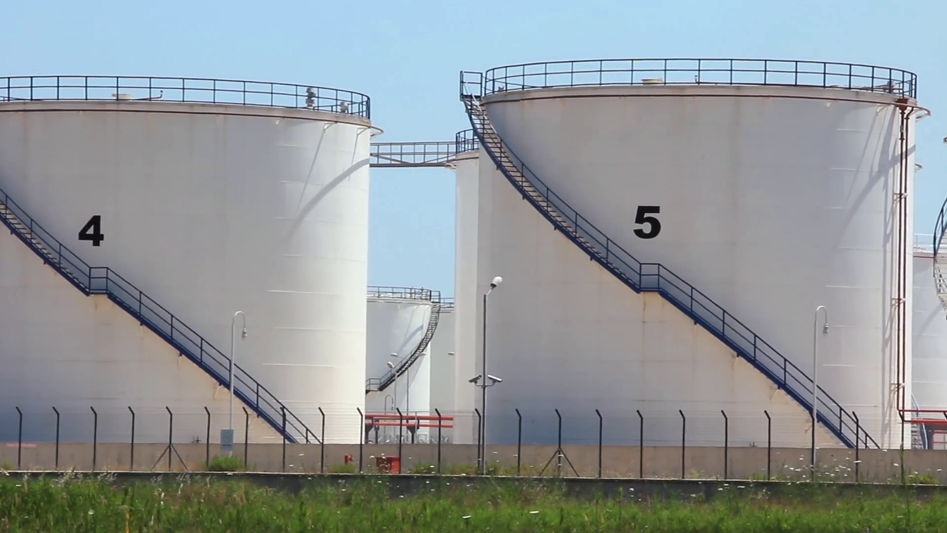 Big White Oil Storage Tanks In Antalya Turkey Stock Footage SBV