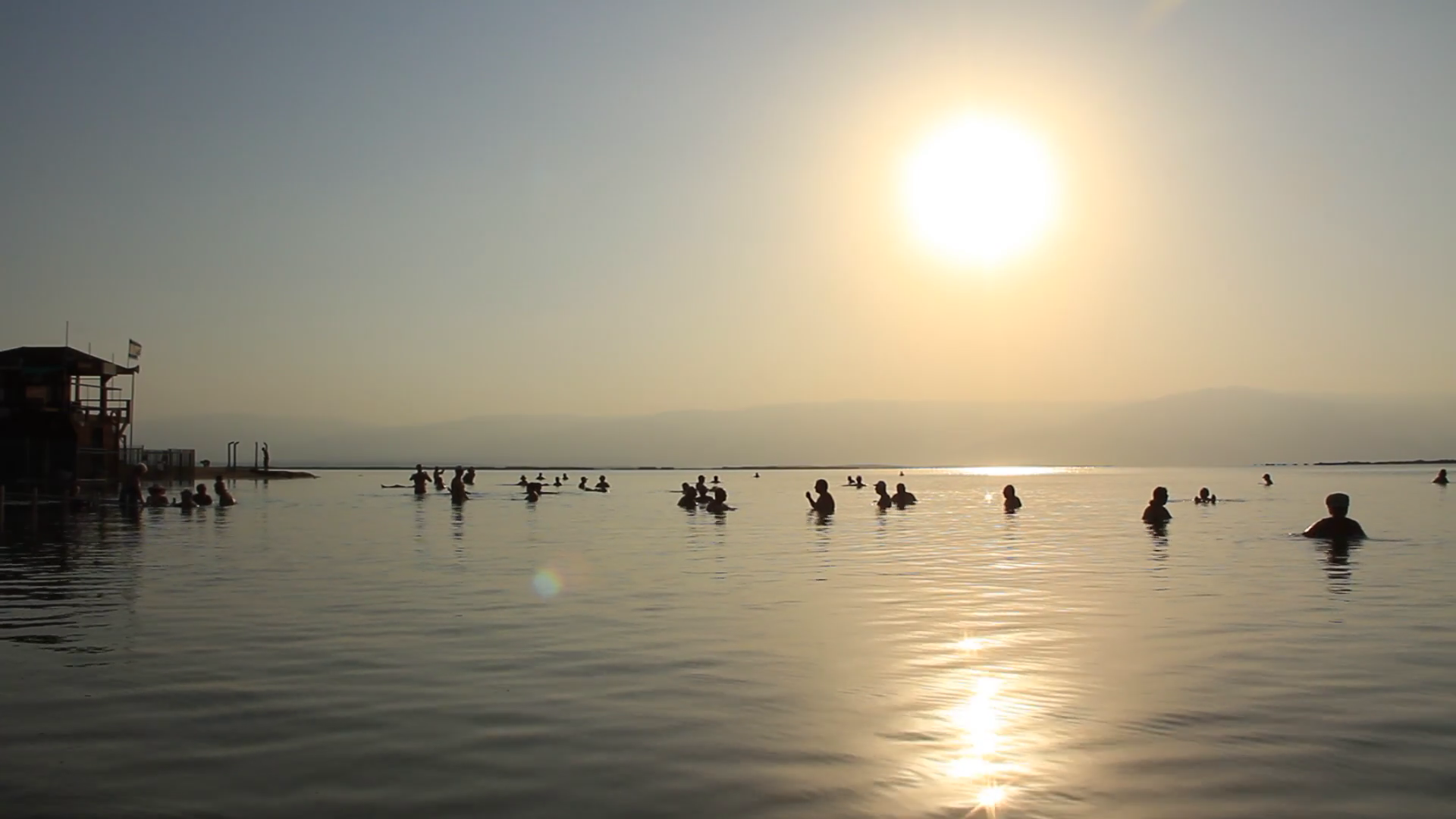 People Bathe In Dead Sea In Morning Israel Stock Footage SBV304820951