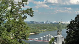 Cinema 4K Timelapse View of Kyiv, capital of Ukraine. The Saint Vladimir Monument