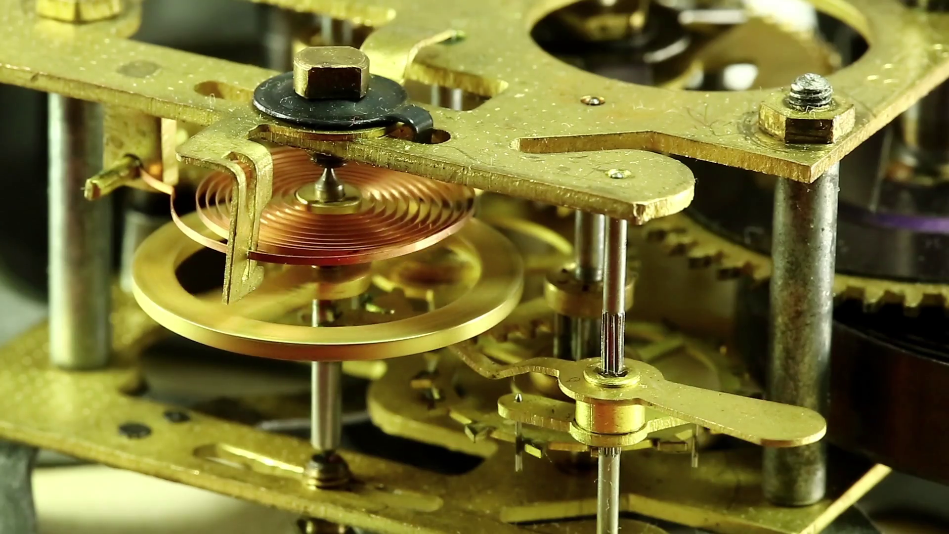 Working Internal Alarm Clock Mechanism Clock Stock Footage SBV
