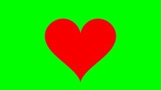 4k animation of a Valentine's Day heart shape beating rapidly, on a chroma key green background