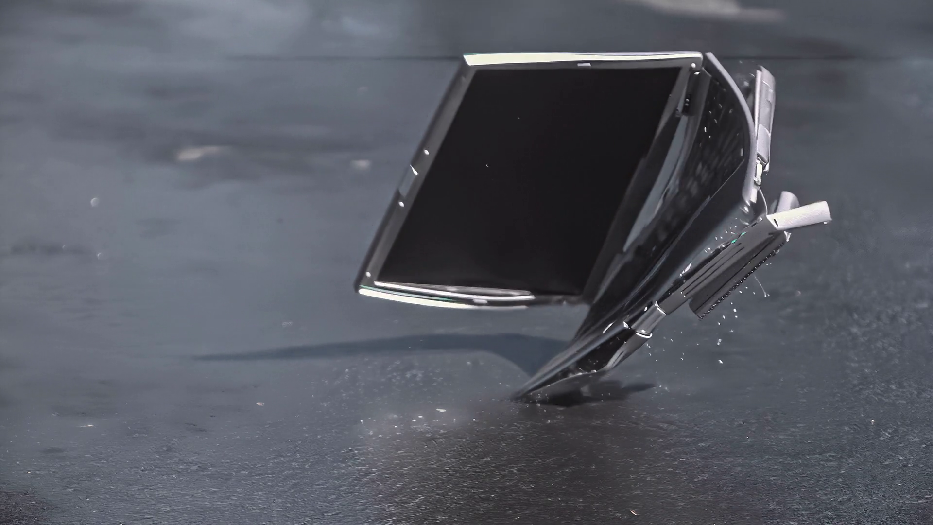 Laptop Falling Onto Pavement Breaking In Stock Footage SBV347575075