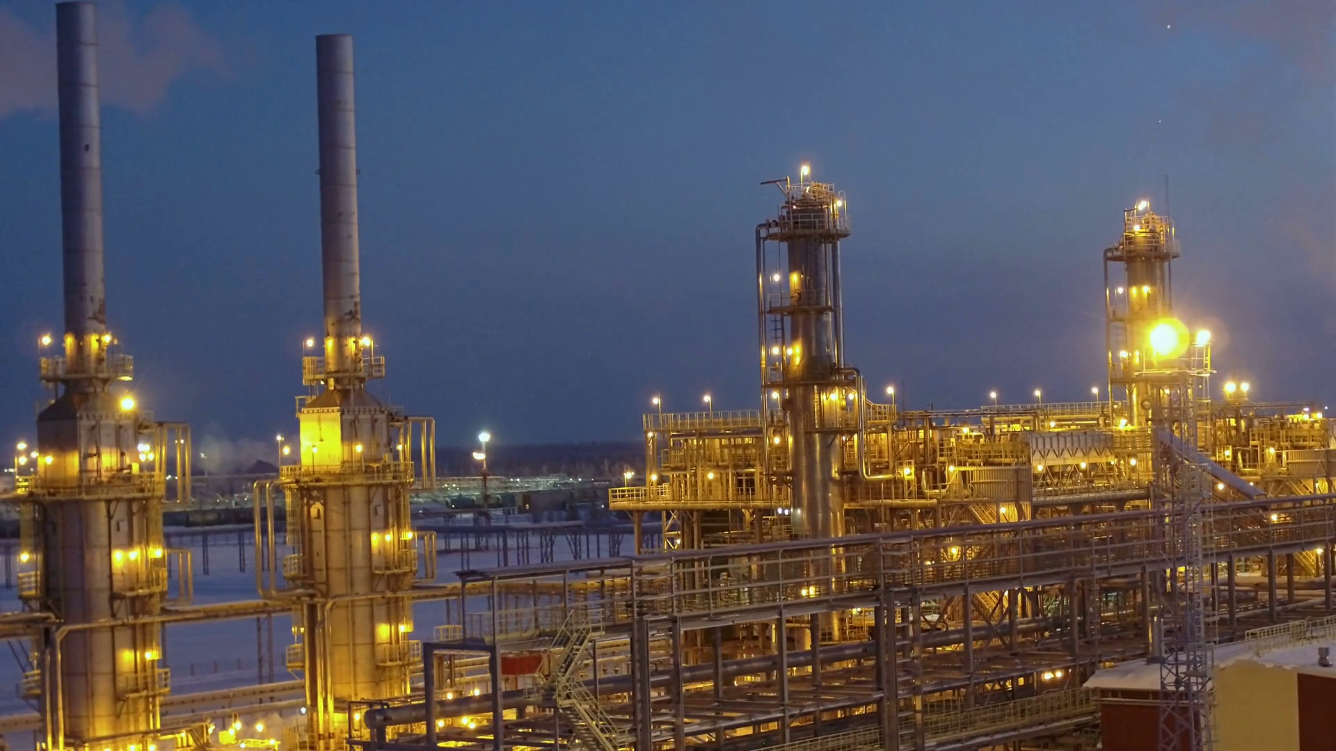 A Huge Oil Refinery At Night Stock Footage SBV321997263 Storyblocks