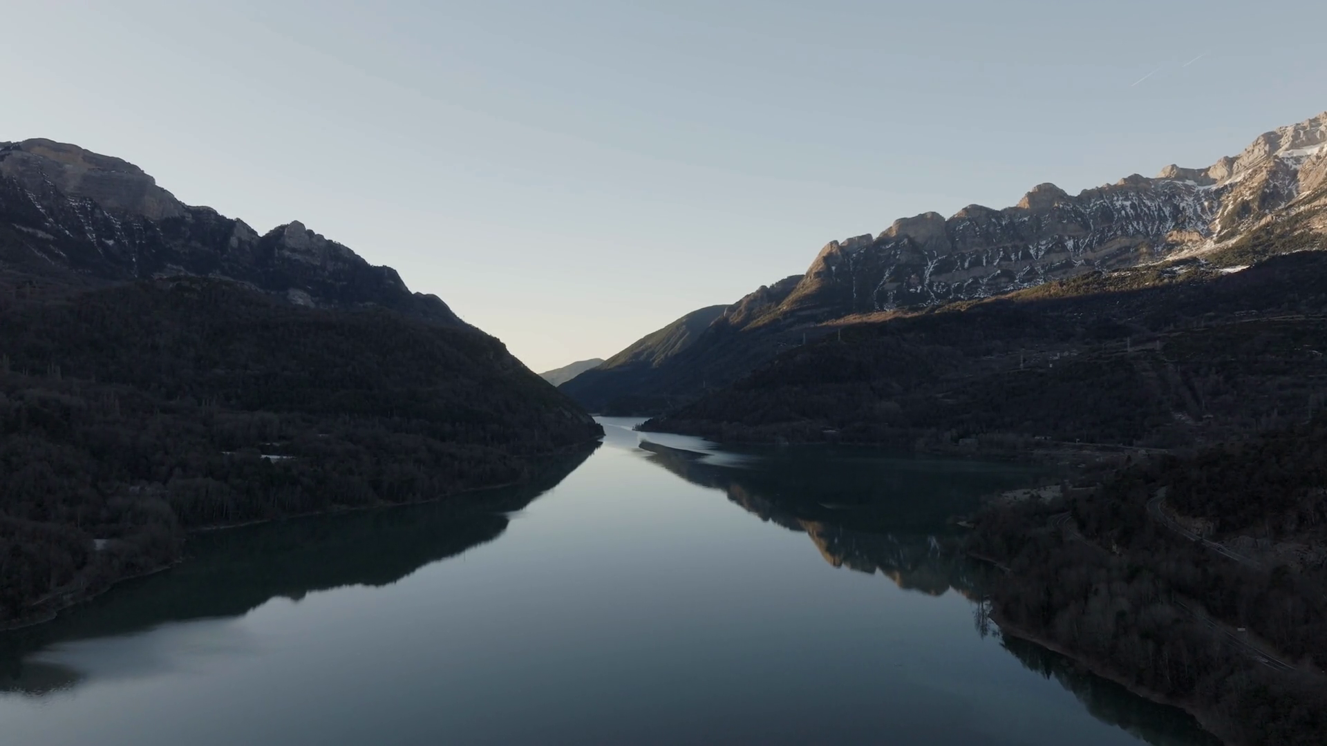 Aerial Shot - Calm Mountain Lake Reflecting Stock Footage SBV-352007191 ...